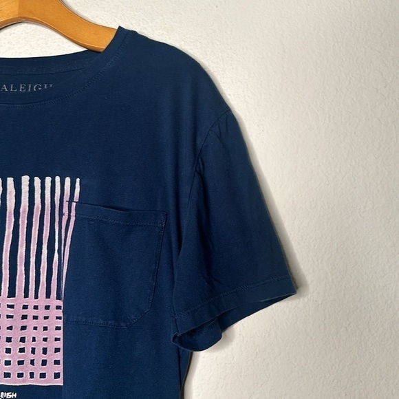 Raleigh Workshop Men’s Pocket Tee Shirt Relaxed Blue Size Small Bill Thelen - Picture 6 of 9